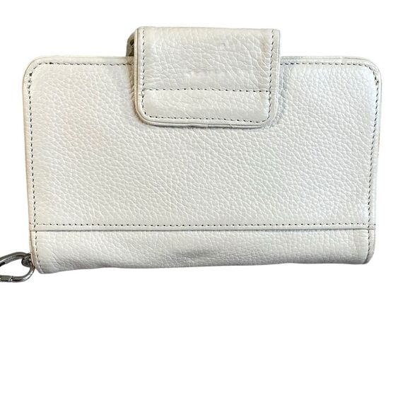 Grace Adele Cream Leather Wallet Wristlet Detachable Strap Compact Smaller Size - Picture 2 of 9